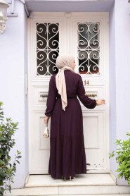 Modest Plum Color Eid Dress 23929MU - 4