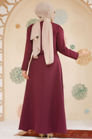 Modest Plum Color Eid Dress 61462MU - 3