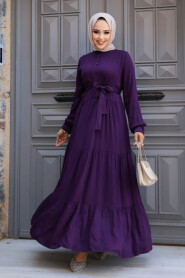 Modest Plum Color Long Dress 22042MU 