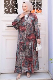 Modest Plum Color Long Dress 52943MU - 2