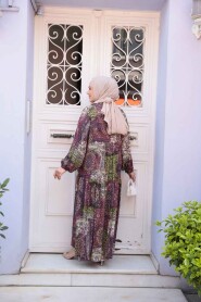 Modest Plum Color Long Dress 52943MU - 5