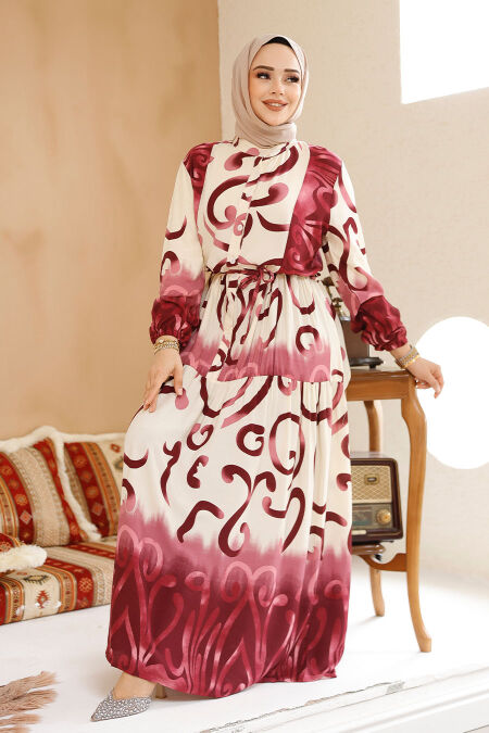 Modest Plum Color Summer Dress 10208MU - NEVA STYLE