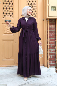 Modest Plum Color Summer Dress 239202MU - 3