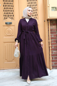 Modest Plum Color Summer Dress 239202MU - 1