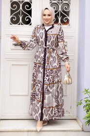 Modest Plum Color Summer Dress 23928MU 