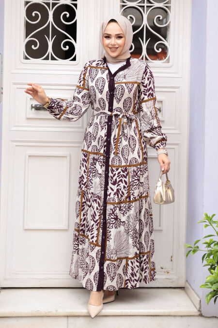 Modest Plum Color Summer Dress 23928MU - NEVA STYLE