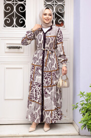 Modest Plum Color Summer Dress 23928MU - 2