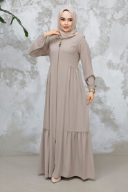 Modest Plus Size Beige Dubai Abaya 8133BEJ - 2