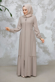 Modest Plus Size Beige Dubai Abaya 8133BEJ 