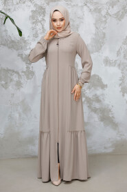 Modest Plus Size Beige Dubai Abaya 8133BEJ - 3