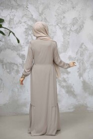 Modest Plus Size Beige Dubai Abaya 8133BEJ - 4