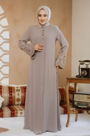 Modest Plus Size Beige Dubai Abaya 98221BEJ - 2