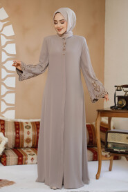 Modest Plus Size Beige Dubai Abaya 98221BEJ - 3