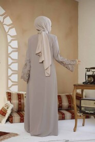 Modest Plus Size Beige Dubai Abaya 98221BEJ - 4