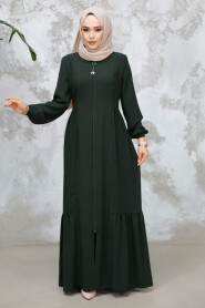 Modest Plus Size Dark Khaki Dubai Abaya 8133KHK - 2