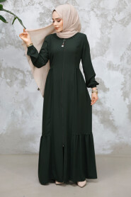 Modest Plus Size Dark Khaki Dubai Abaya 8133KHK 