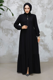 Modest Plus Size Black Dubai Abaya 8133S - 1