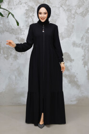 Modest Plus Size Black Dubai Abaya 8133S - 2