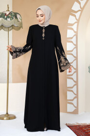 Modest Plus Size Black Dubai Abaya 98221S - 2