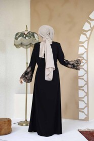 Modest Plus Size Black Dubai Abaya 98221S - 4