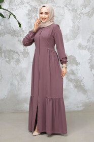 Modest Plus Size Dusty Rose Dubai Abaya 8133GK - 3