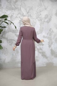 Modest Plus Size Dusty Rose Dubai Abaya 8133GK - 4