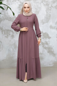 Modest Plus Size Dusty Rose Dubai Abaya 8133GK - 2