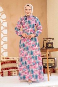 Modest Plus Size Fushia Floral Dress 27994F - 5