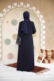 Modest Plus Size Navy Blue Dubai Abaya 98221L - 5