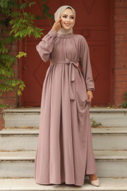 Modest Powder Pink Abaya Dress 330113PD - 2