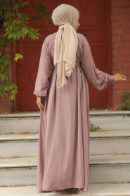 Modest Powder Pink Abaya Dress 330113PD - 3