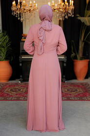 Modest Powder Pink Bridesmaid Dress 25876PD - 4