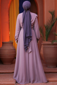 Modest Powder Pink Bridesmaid Dress 25885PD - 4