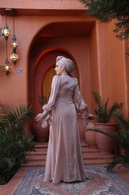 Modest Powder Pink Bridesmaid Gown 52223PD - 5