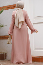Modest Powder Pink Dubai Abaya 520090PD - 3