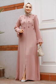 Modest Powder Pink Dubai Abaya 520090PD - 2