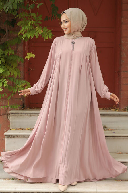 Modest Powder Pink Dubai Abaya 520180PD - NEVA STYLE