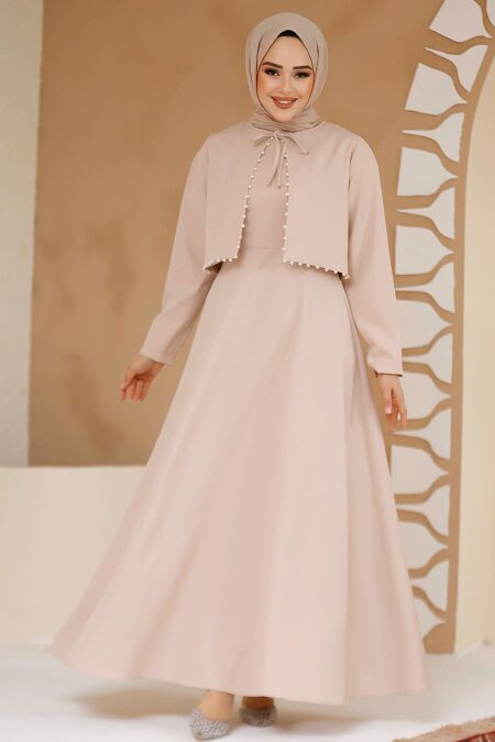 Modest Powder Pink Eid Dress 61462PD - NEVA STYLE