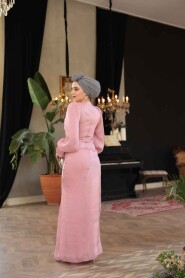 Modest Powder Pink Engagement Dress 51512PD - 4