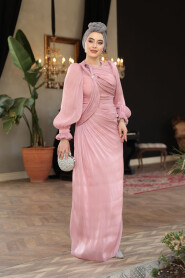Modest Powder Pink Engagement Dress 51512PD 