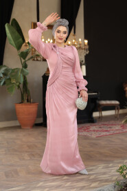 Modest Powder Pink Engagement Dress 51512PD - 2