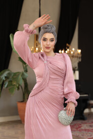 Modest Powder Pink Engagement Dress 51512PD - 3