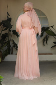 Modest Powder Pink Evening Dress 25890PD - 4