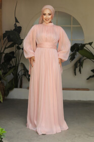 Modest Powder Pink Evening Dress 25890PD - 3