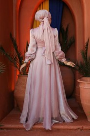 Modest Powder Pink Evening Dress 45701PD - 4