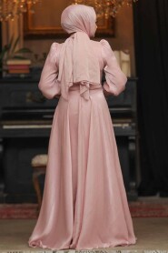 Modest Powder Pink Evening Dress 48051PD - 4