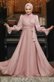 Modest Powder Pink Evening Dress 48051PD - 3