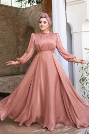 Modest Powder Pink Evening Dress 51072PD 
