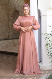Modest Powder Pink Evening Dress 51072PD - 3
