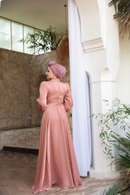 Modest Powder Pink Evening Dress 51072PD - 4